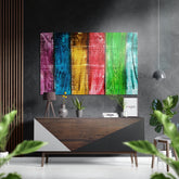 Colorful Wooden Brushed Aluminium Dibond Wall Art.